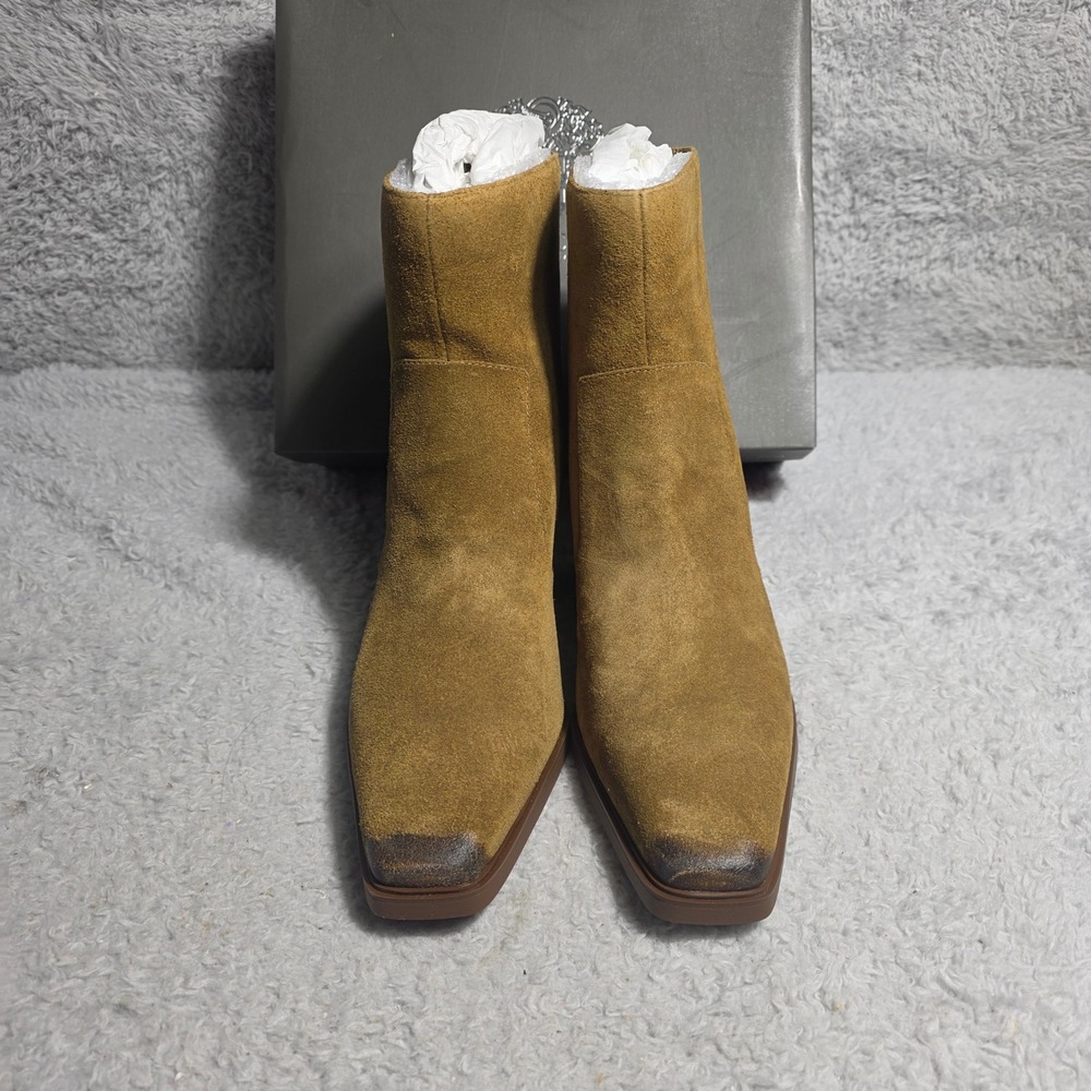 Vince‎ Camuto Western Ankle Boots Distressed Look Back Zip Nutmeg Brown 9M NIB - Picture 3 of 7